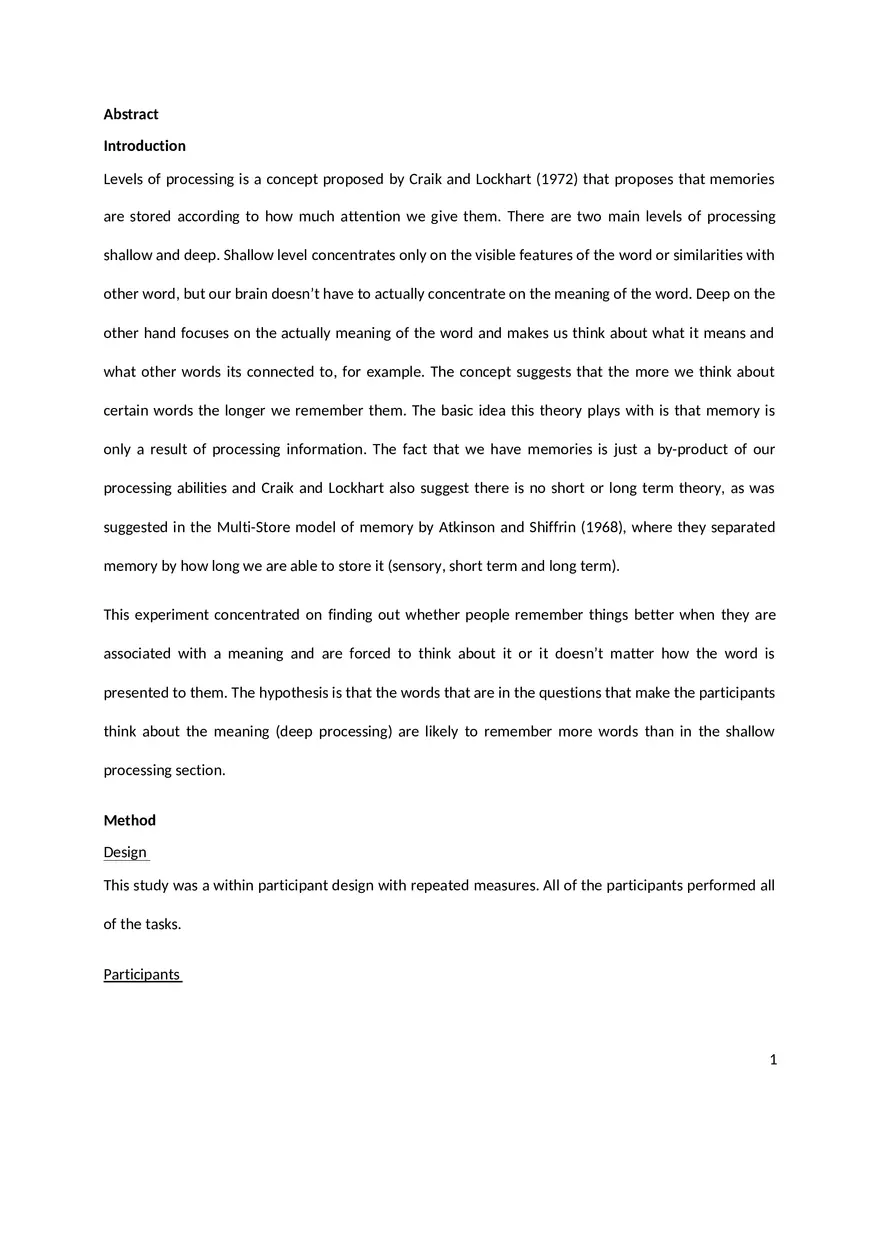 Deep and Shallow Processing - Page 1