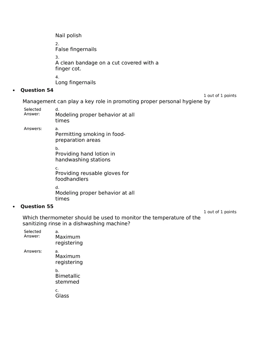 Servsafe Practice Exam Part 3 - Page 2