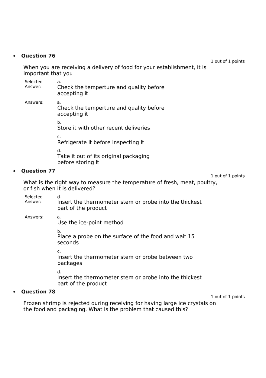 Servsafe Practice Exam Part 3 - Page 3