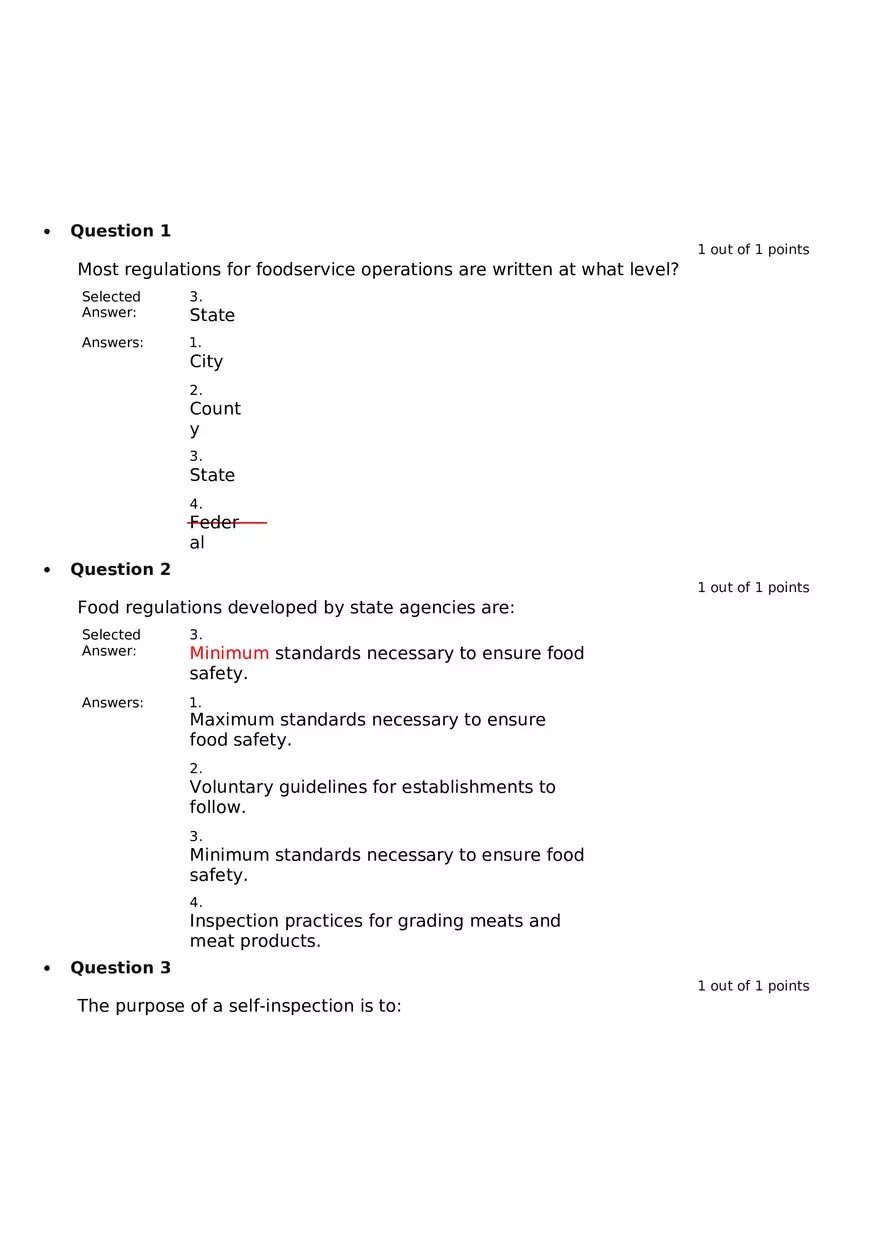 Servsafe Practice Exam Part 4 - Page 1