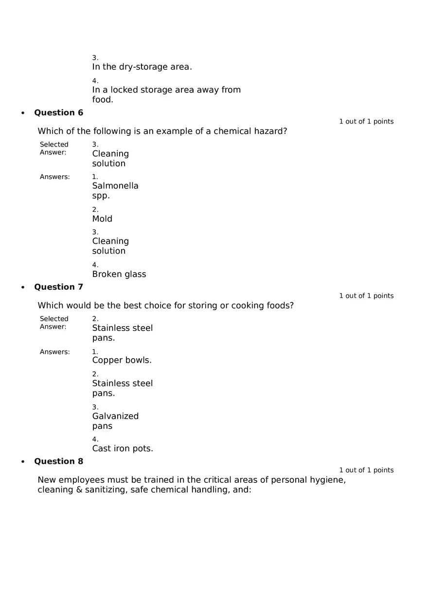 Servsafe Practice Exam Part 4 - Page 3