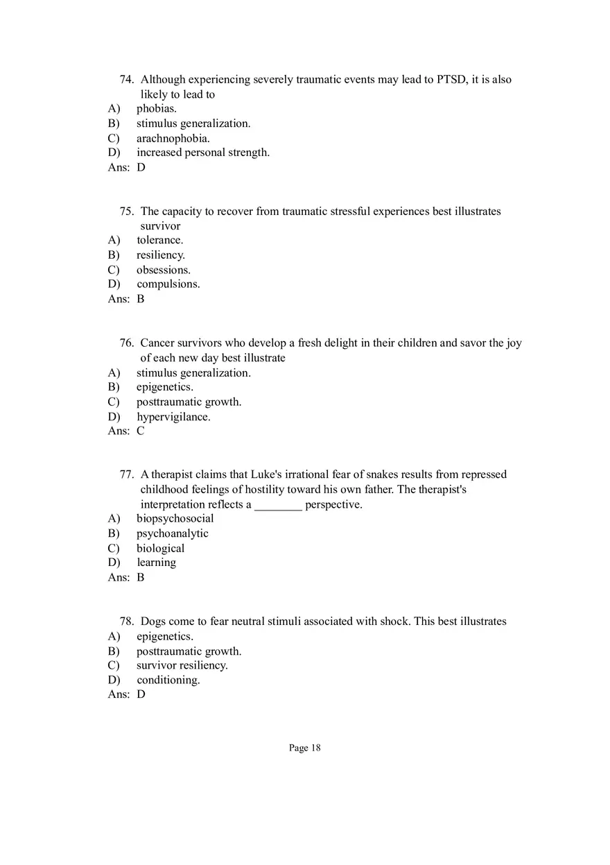 Psychological Disorders Answer Part 3 - Page 1