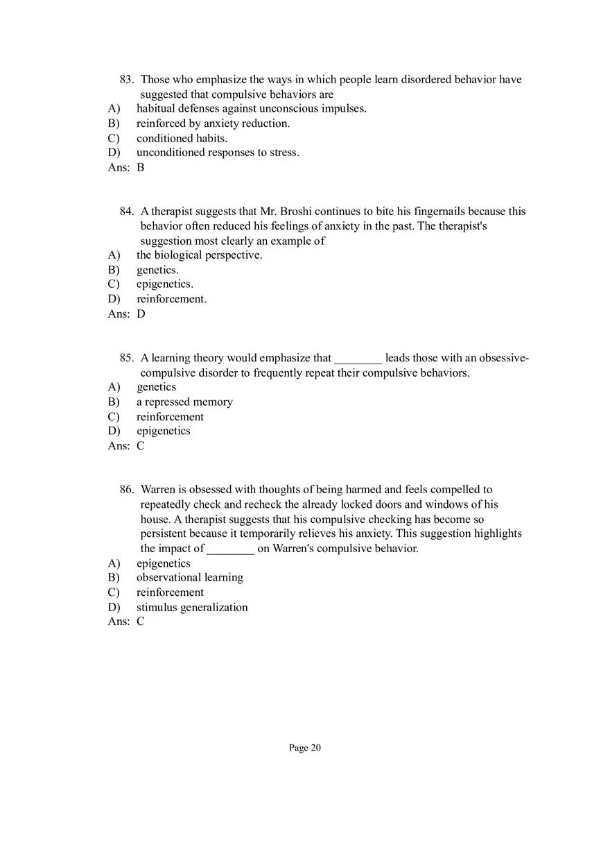 Psychological Disorders Answer Part 3 - Page 3