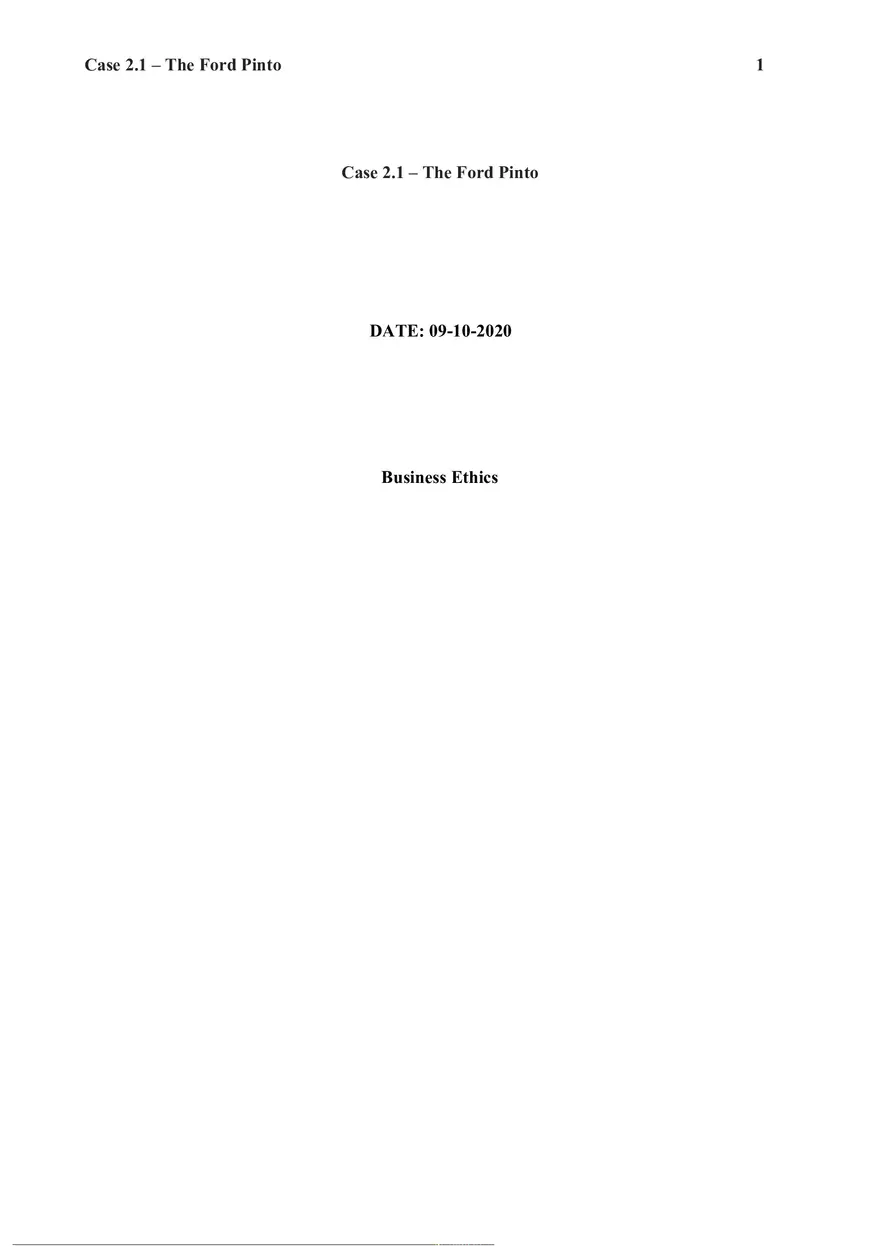 Case 2.1 – The Ford Pinto - Page 1