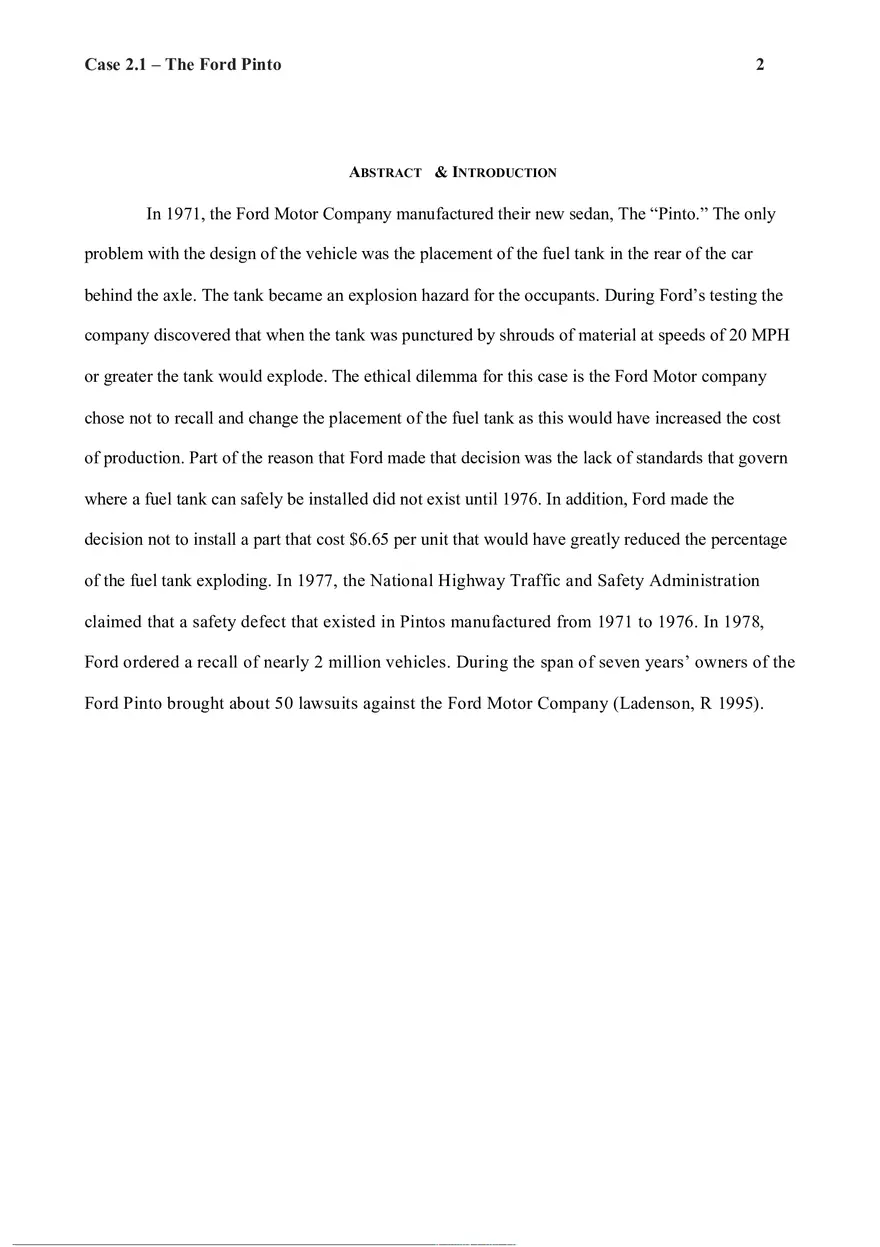 Case 2.1 – The Ford Pinto - Page 2