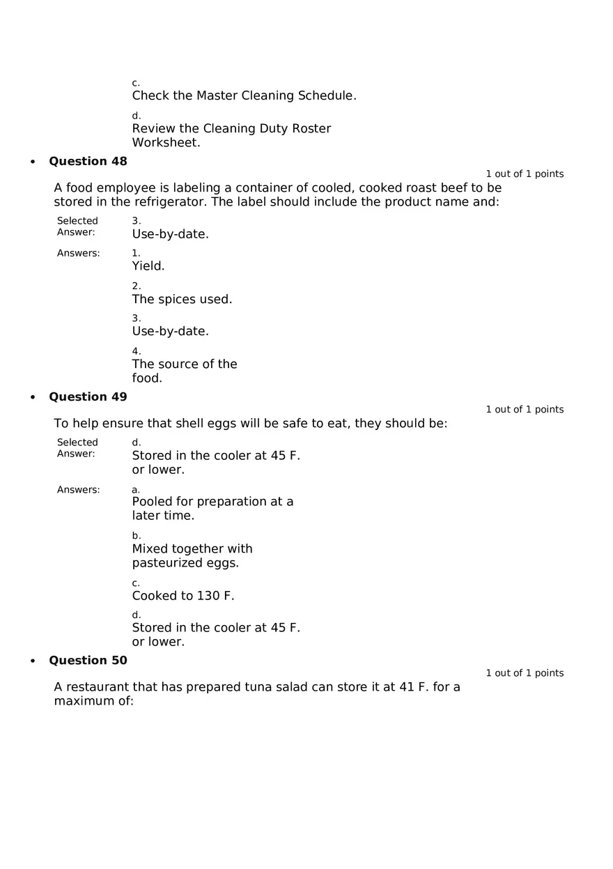 Servsafe Practice Exam Part 20 - Page 2