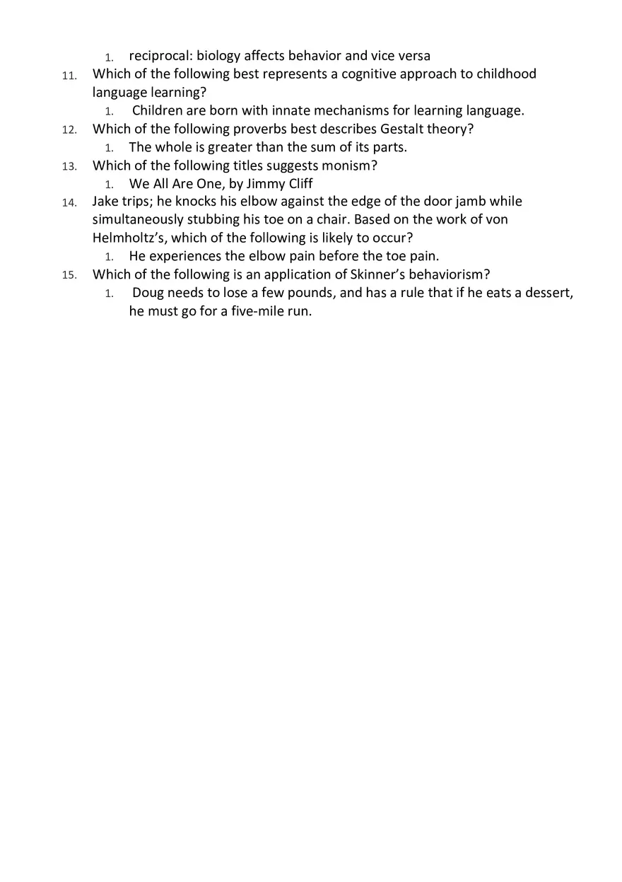 Psychology Chapter 1 Quiz - Page 2