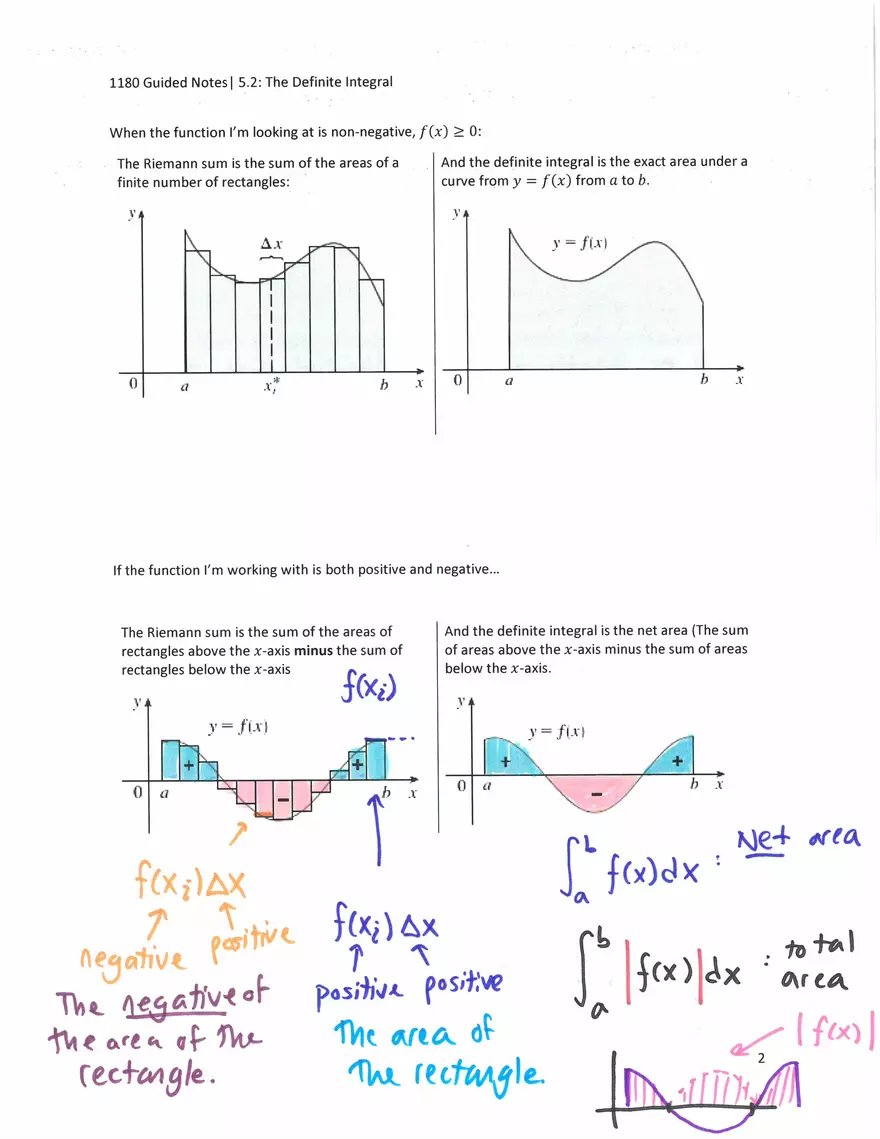 Guided Notes 5.2: The Definite Integral - Page 2
