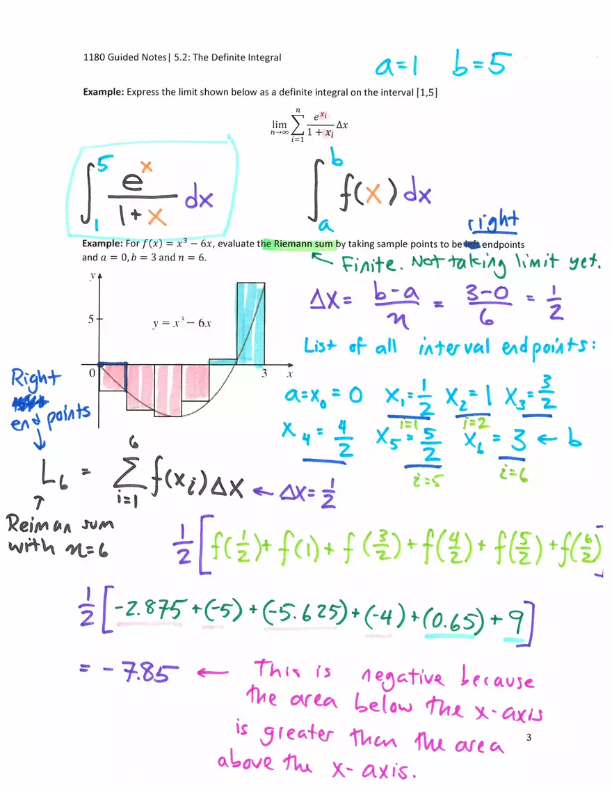 Guided Notes 5.2: The Definite Integral - Page 3