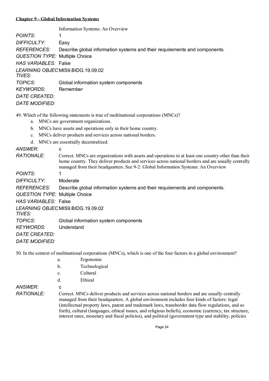 Chapter 9 Global Information Systems Answers - Page 17