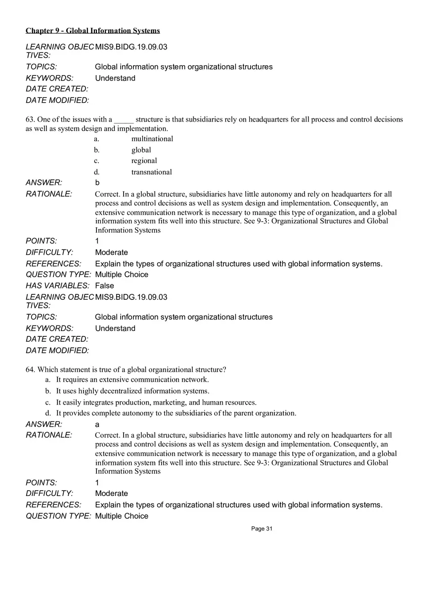 Chapter 9 Global Information Systems Answers - Page 25