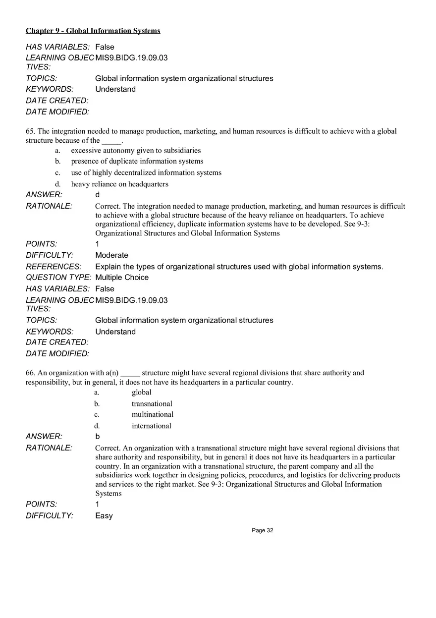 Chapter 9 Global Information Systems Answers - Page 26