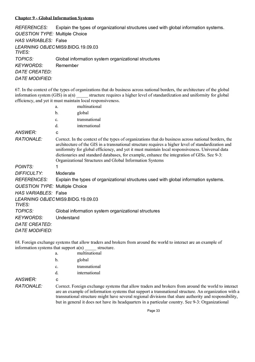 Chapter 9 Global Information Systems Answers - Page 27