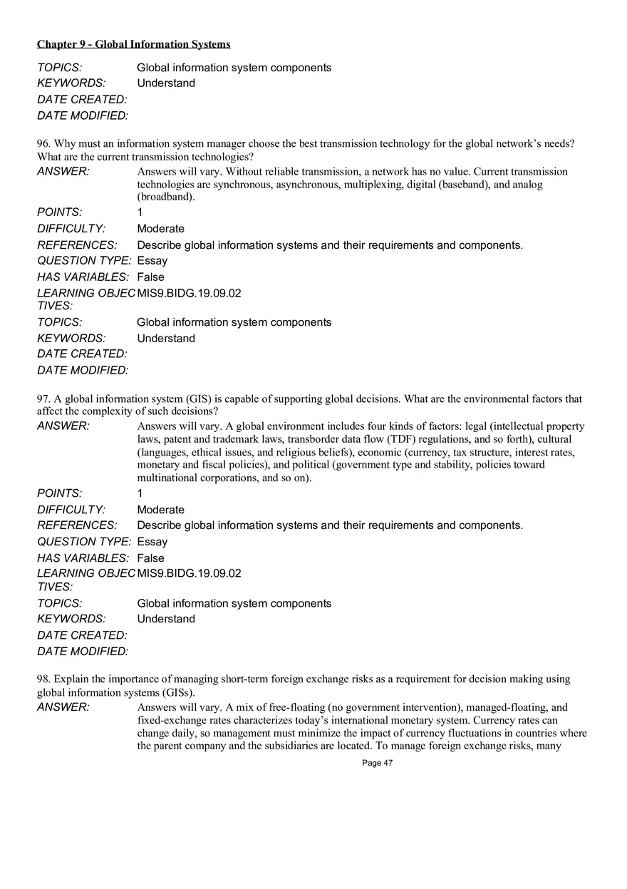 Chapter 9 Global Information Systems Answers - Page 42