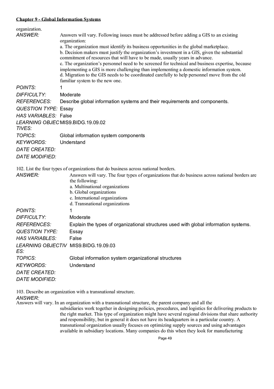 Chapter 9 Global Information Systems Answers - Page 44