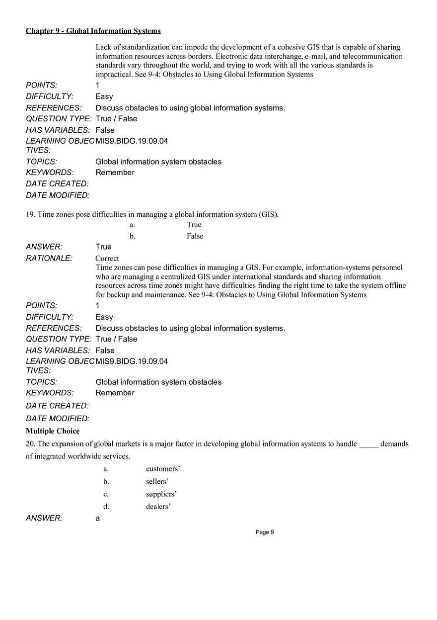 Chapter 9 Global Information Systems Answers - Page 51