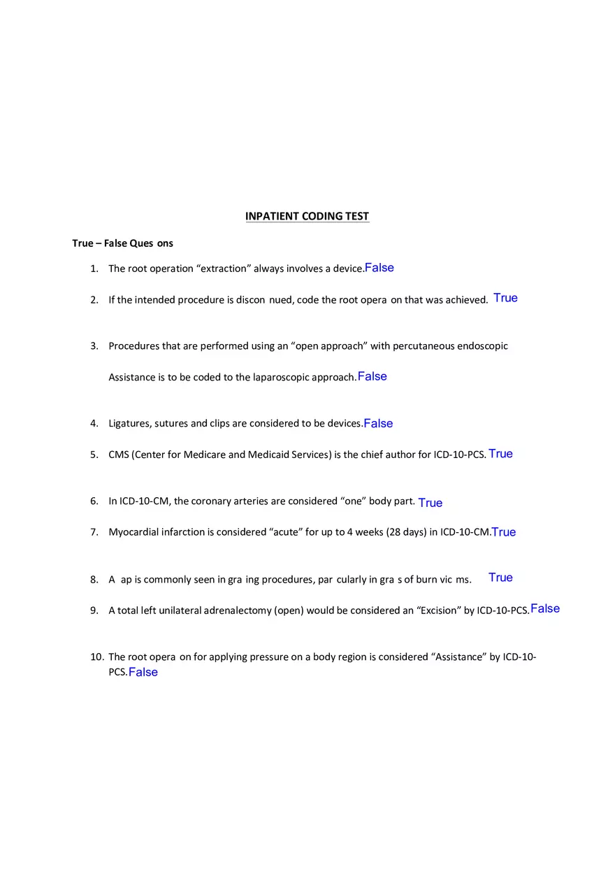 Inpatient Coding Test - Page 1