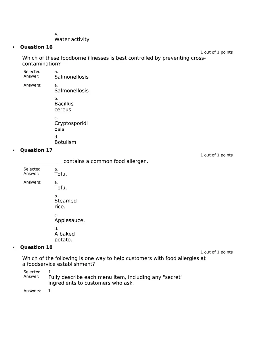 Servsafe Practice Exam Part 1 - Page 7