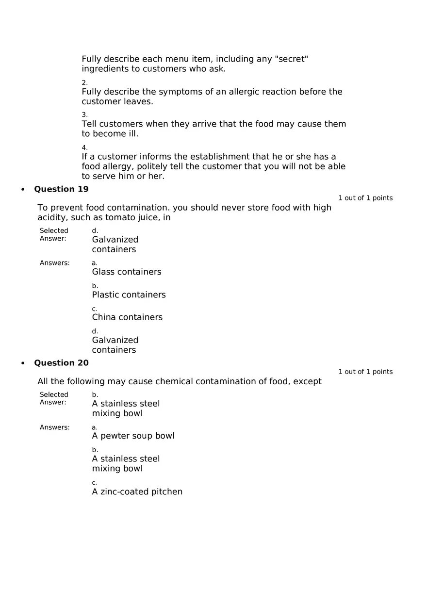 Servsafe Practice Exam Part 1 - Page 8