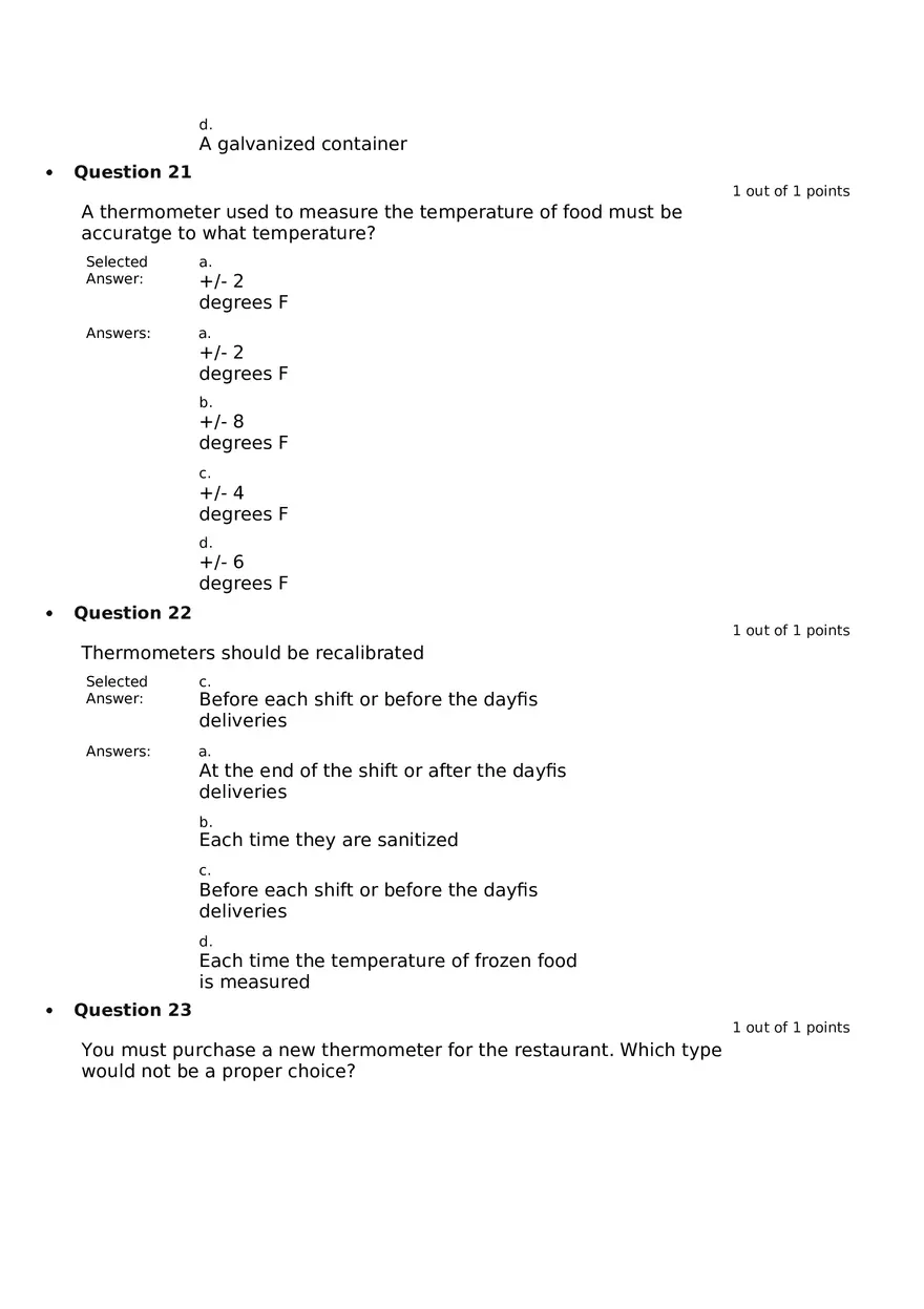 Servsafe Practice Exam Part 1 - Page 9
