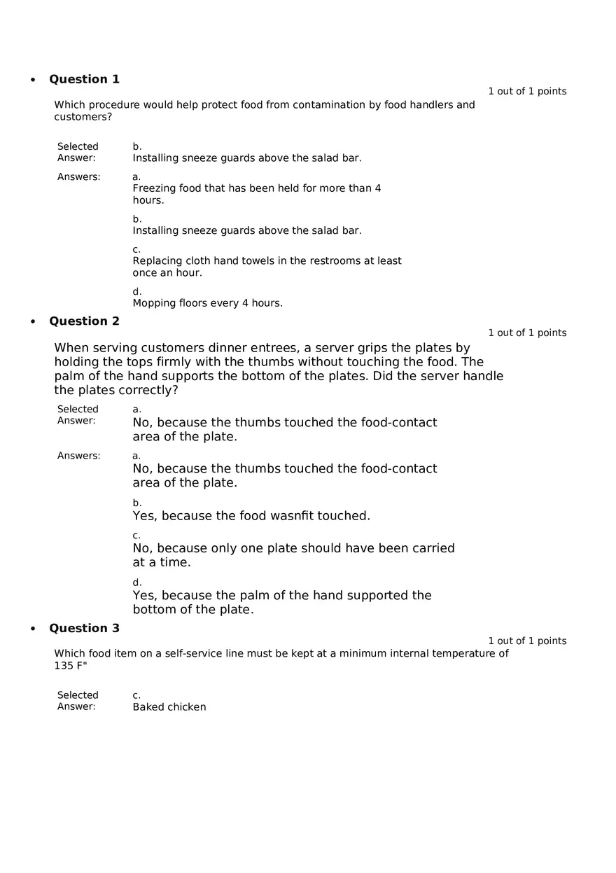 Servsafe Practice Exam Part 1 - Page 1
