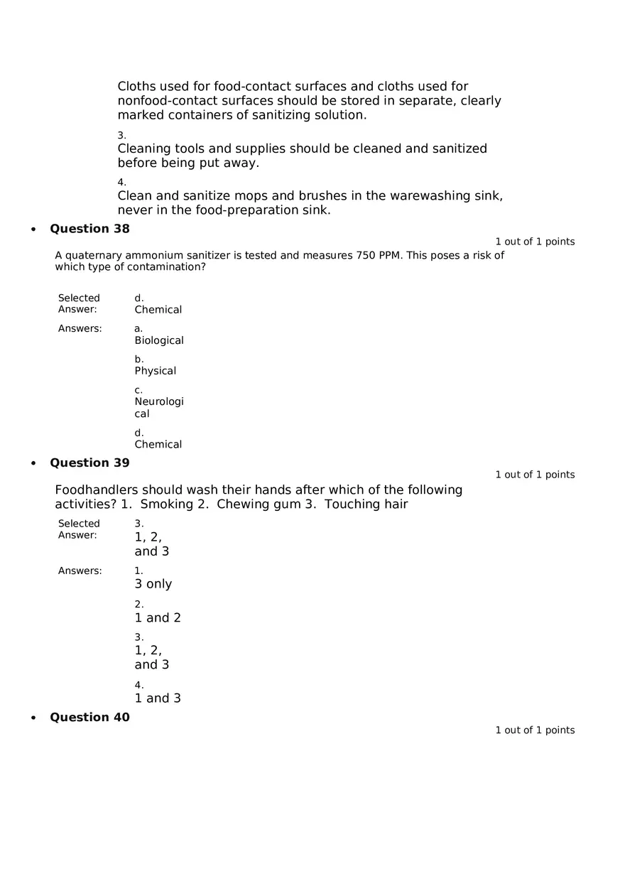Servsafe Practice Exam Part 5 - Page 8
