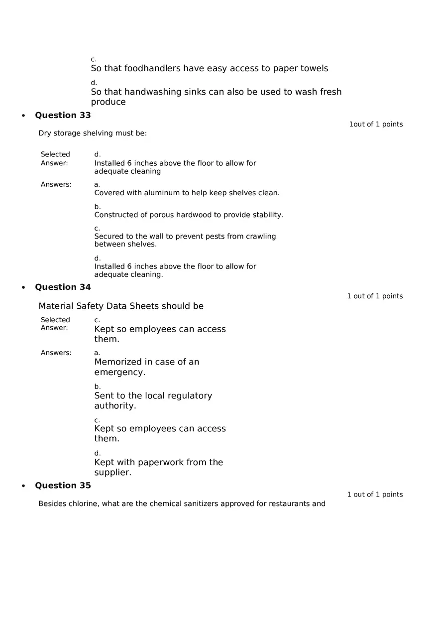 Servsafe Practice Exam Part 5 - Page 6