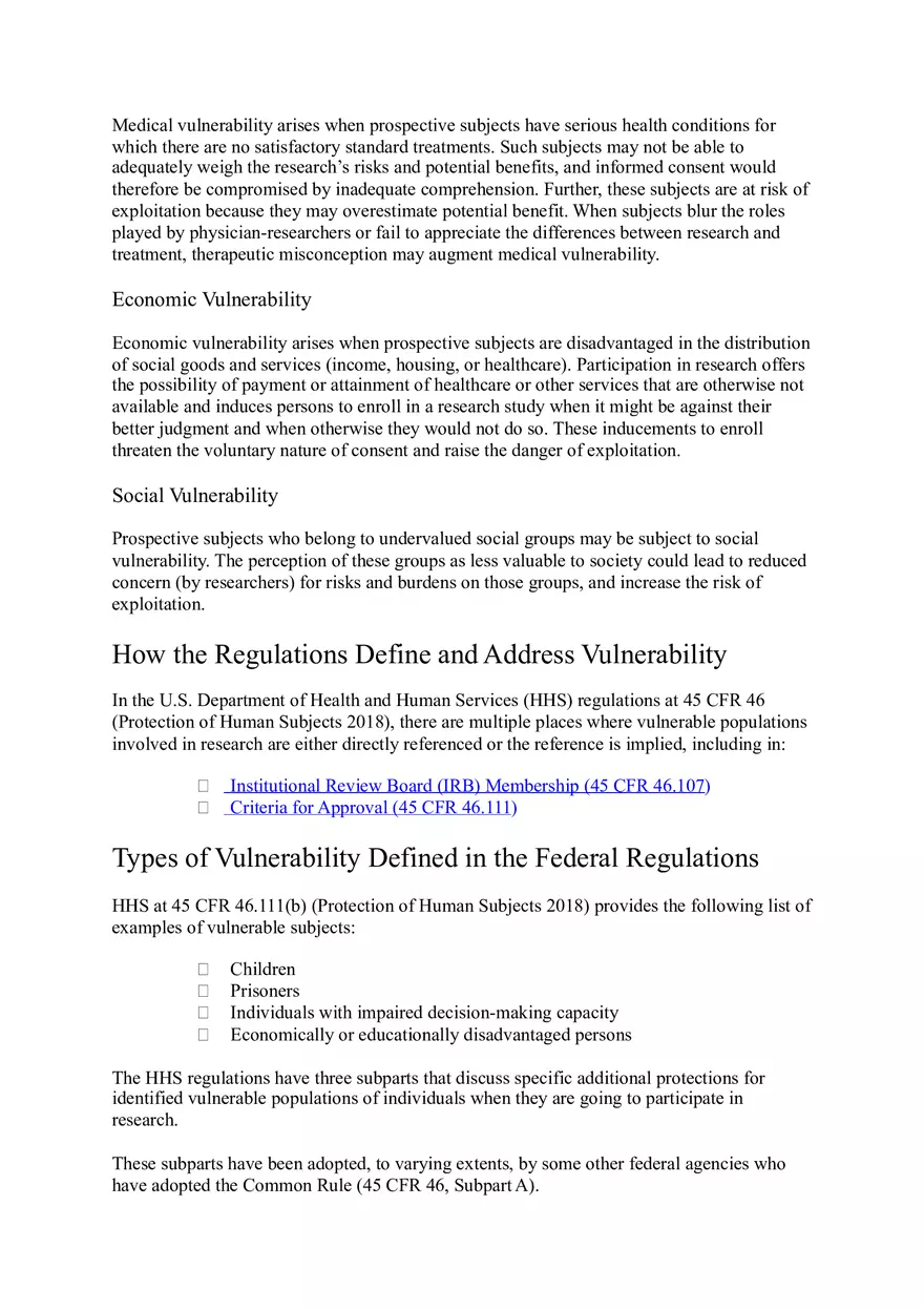 Populations in Research Requiring Additional Considerations and or Protections - Page 9