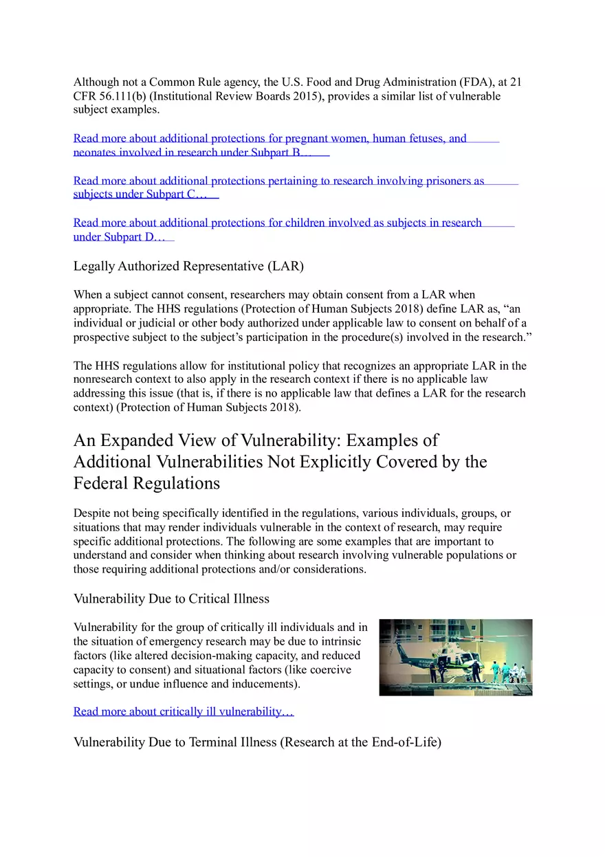 Populations in Research Requiring Additional Considerations and or Protections - Page 10