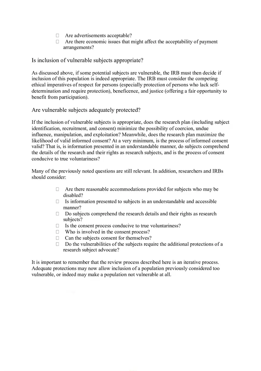 Populations in Research Requiring Additional Considerations and or Protections - Page 4