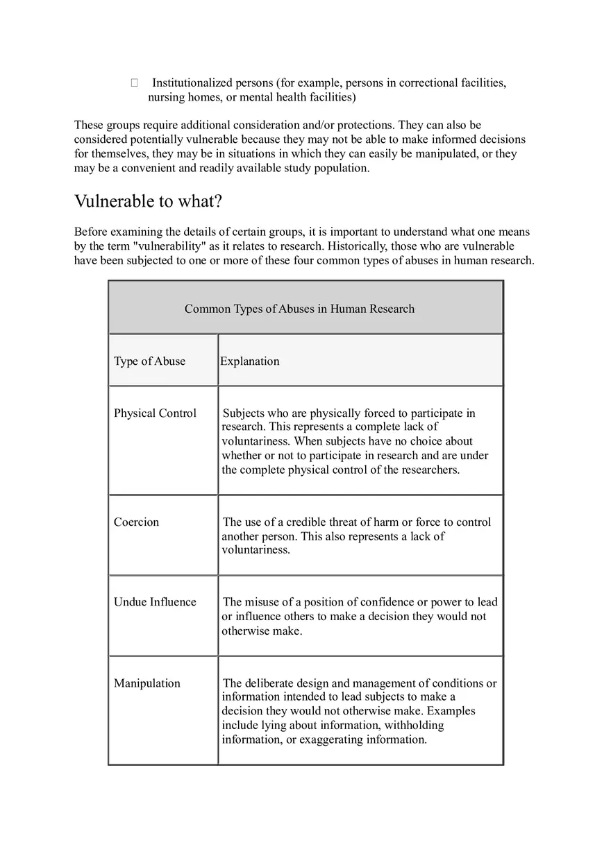 Populations in Research Requiring Additional Considerations and or Protections - Page 6