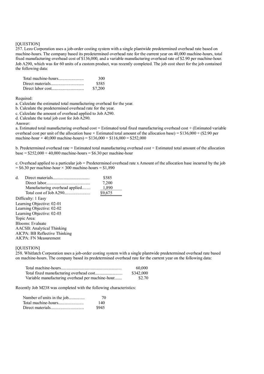 Ch2, Job-Order Costing Calculating Unit Product Costs Part 16 - Page 1