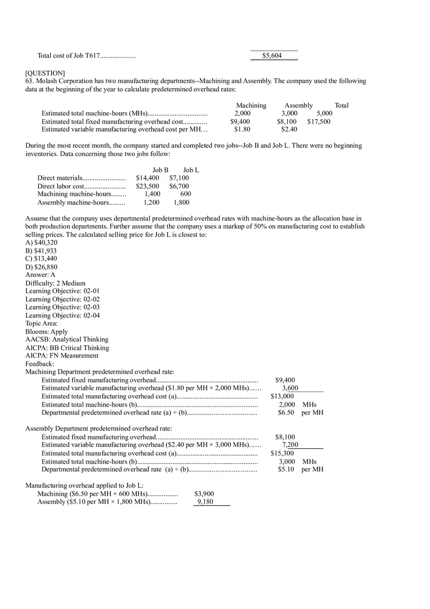 Ch2, Job-Order Costing Calculating Unit Product Costs Part 4 - Page 2