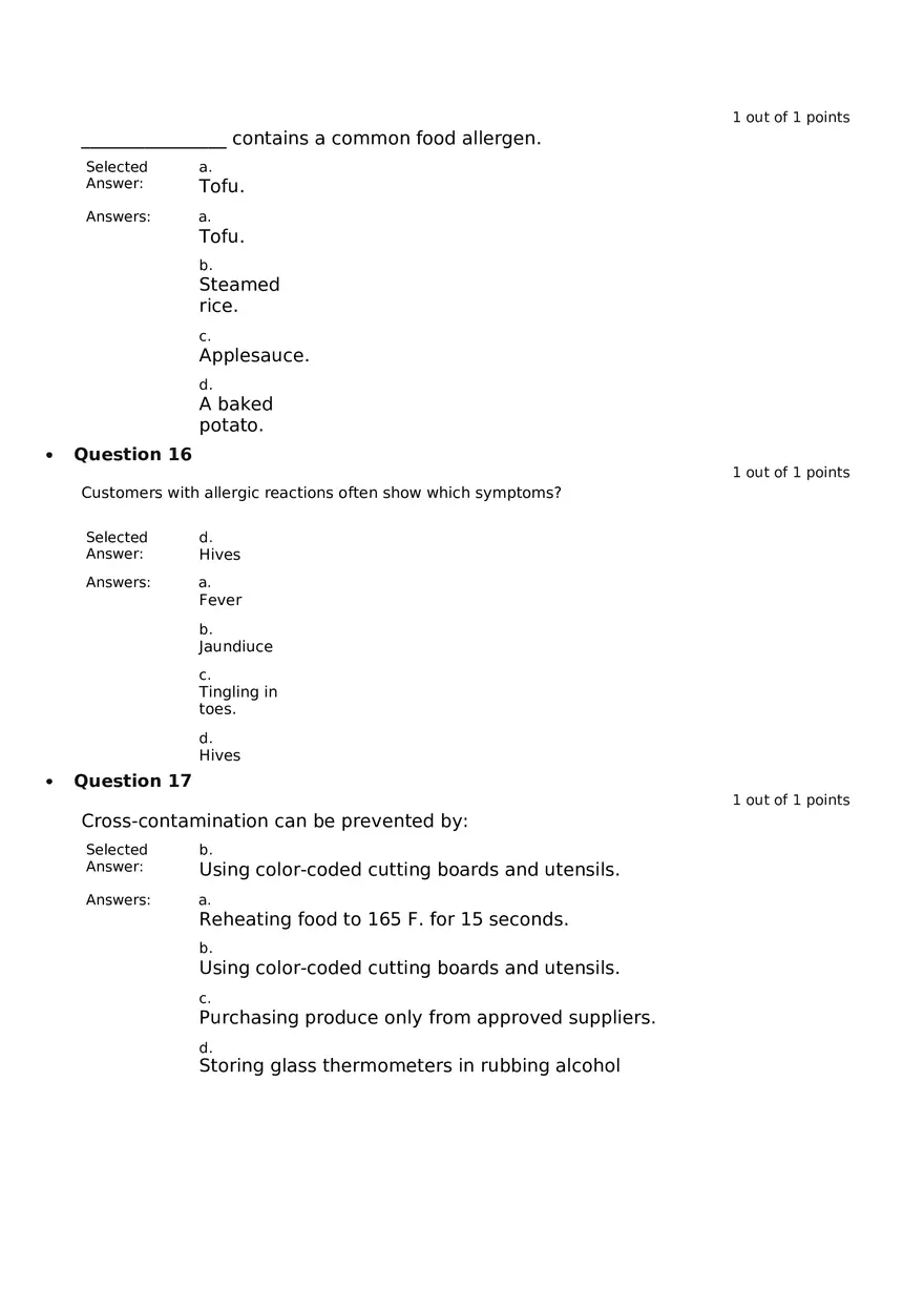 Servsafe Practice Exam Part 18 - Page 7