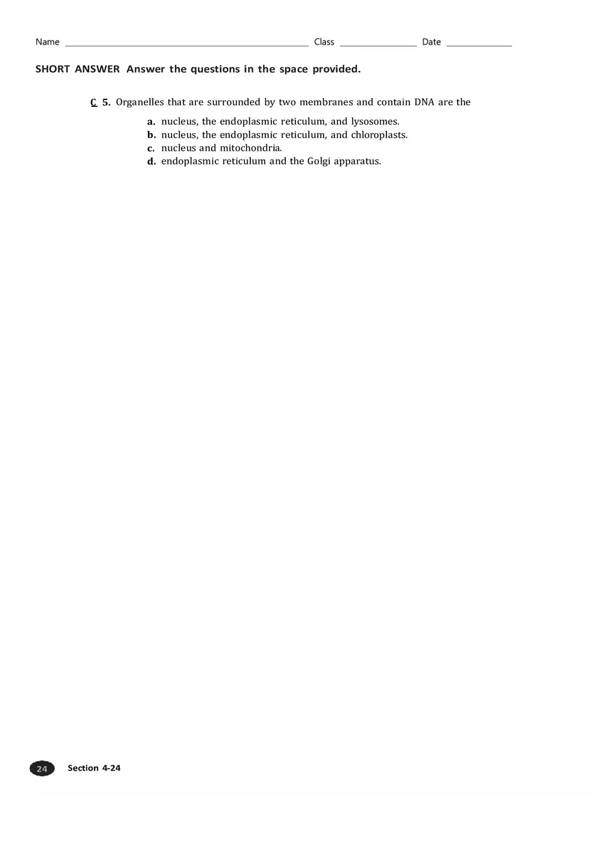 Cell Organelles and Features Section 4-3 - Page 2