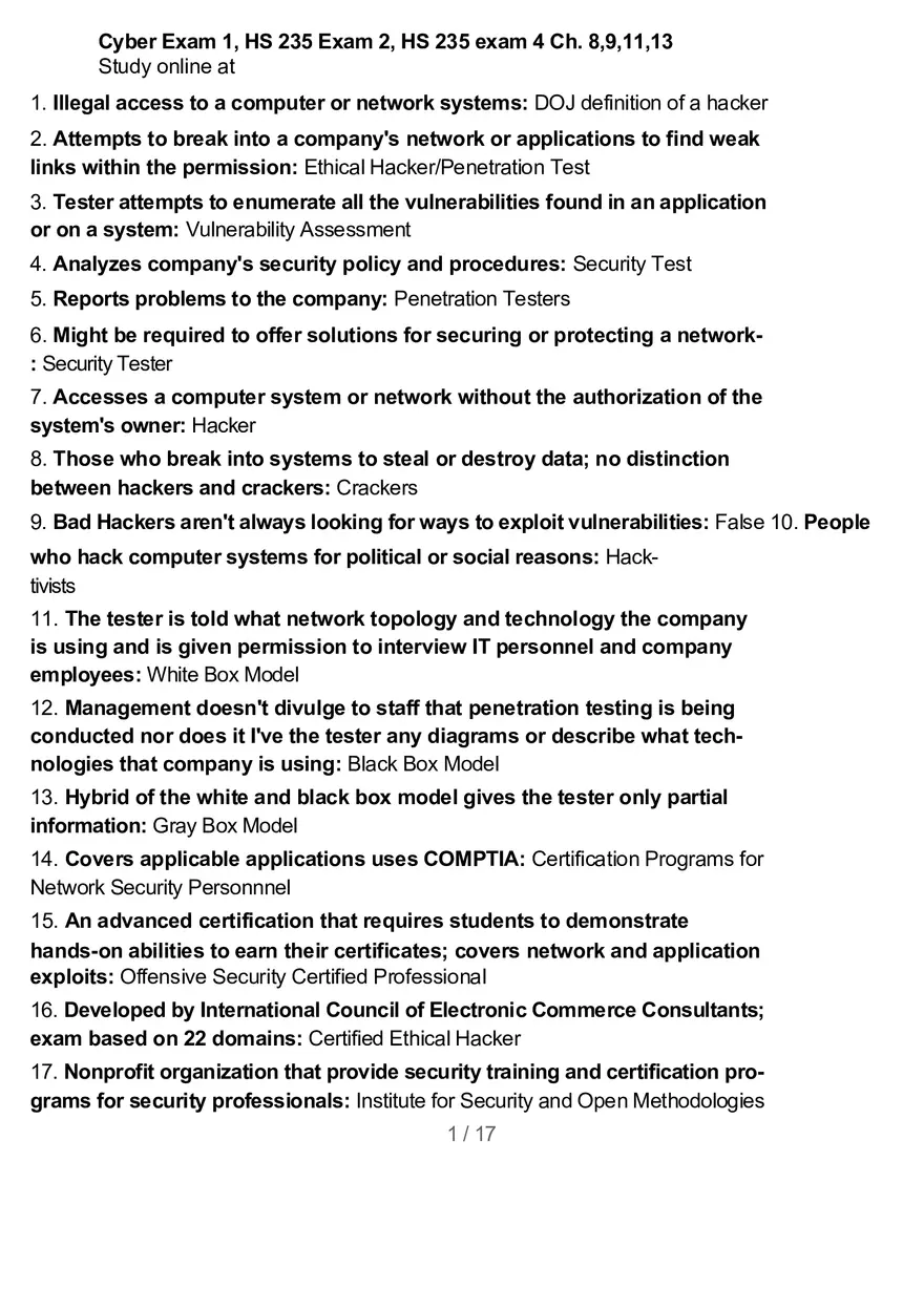 Cyber Exam 1 - Page 1