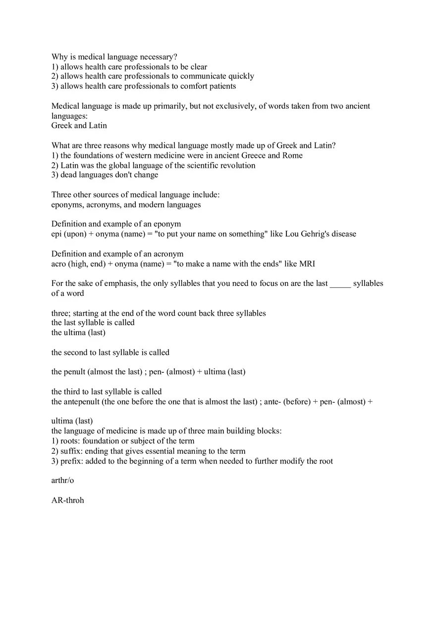 Med Term Answers Part 1 - Page 1