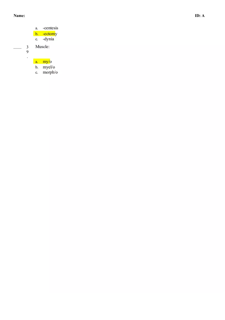 Medical Terminology Quiz #1 - Page 9