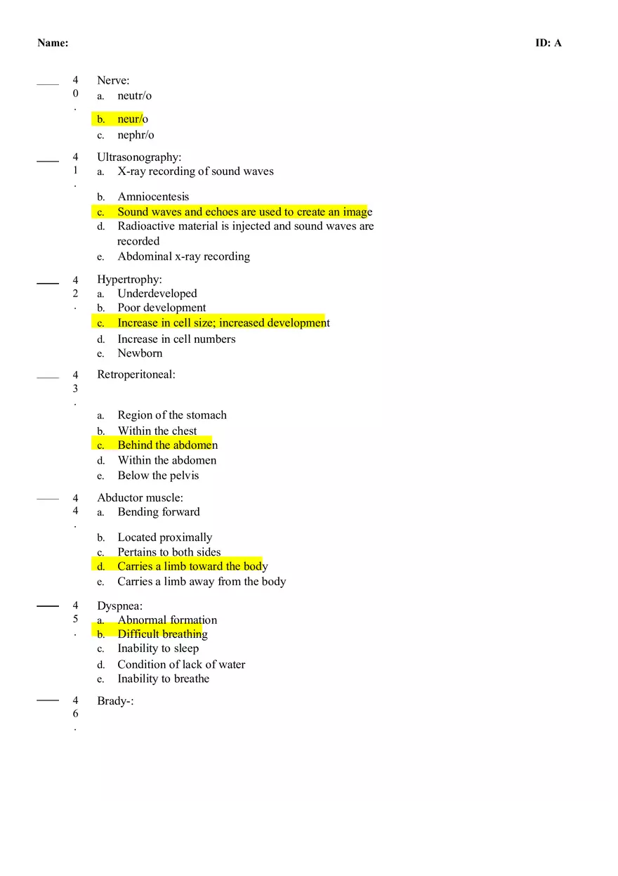 Medical Terminology Quiz #1 - Page 10