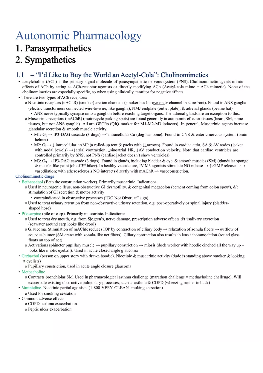 Autonomic Pharmacology - Page 1