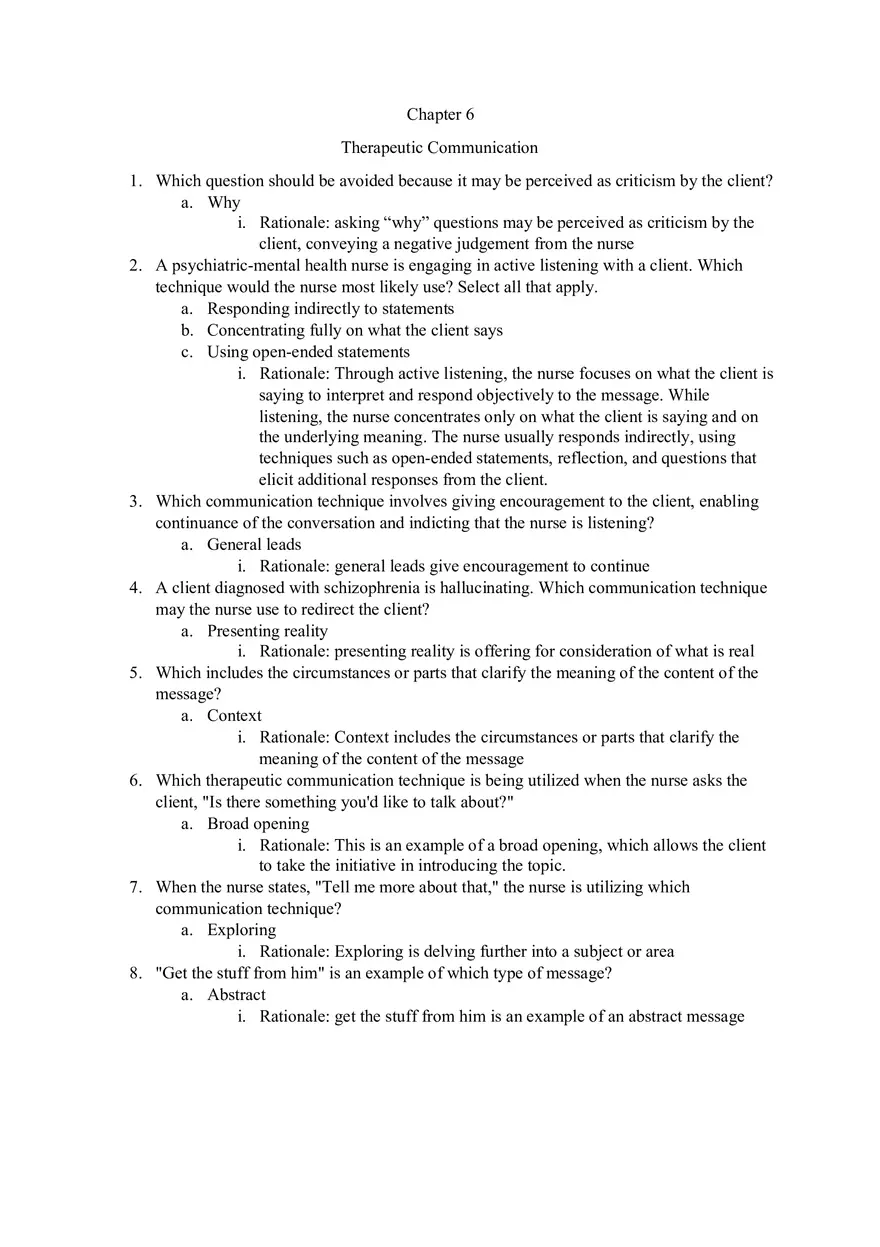 Chapter 6 Therapeutic Communication - Page 1