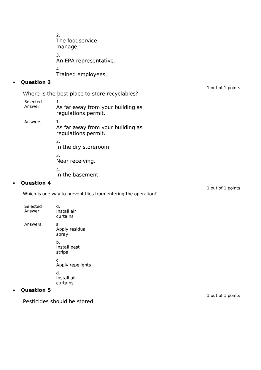 Servsafe Practice Exam Part 8 - Page 2