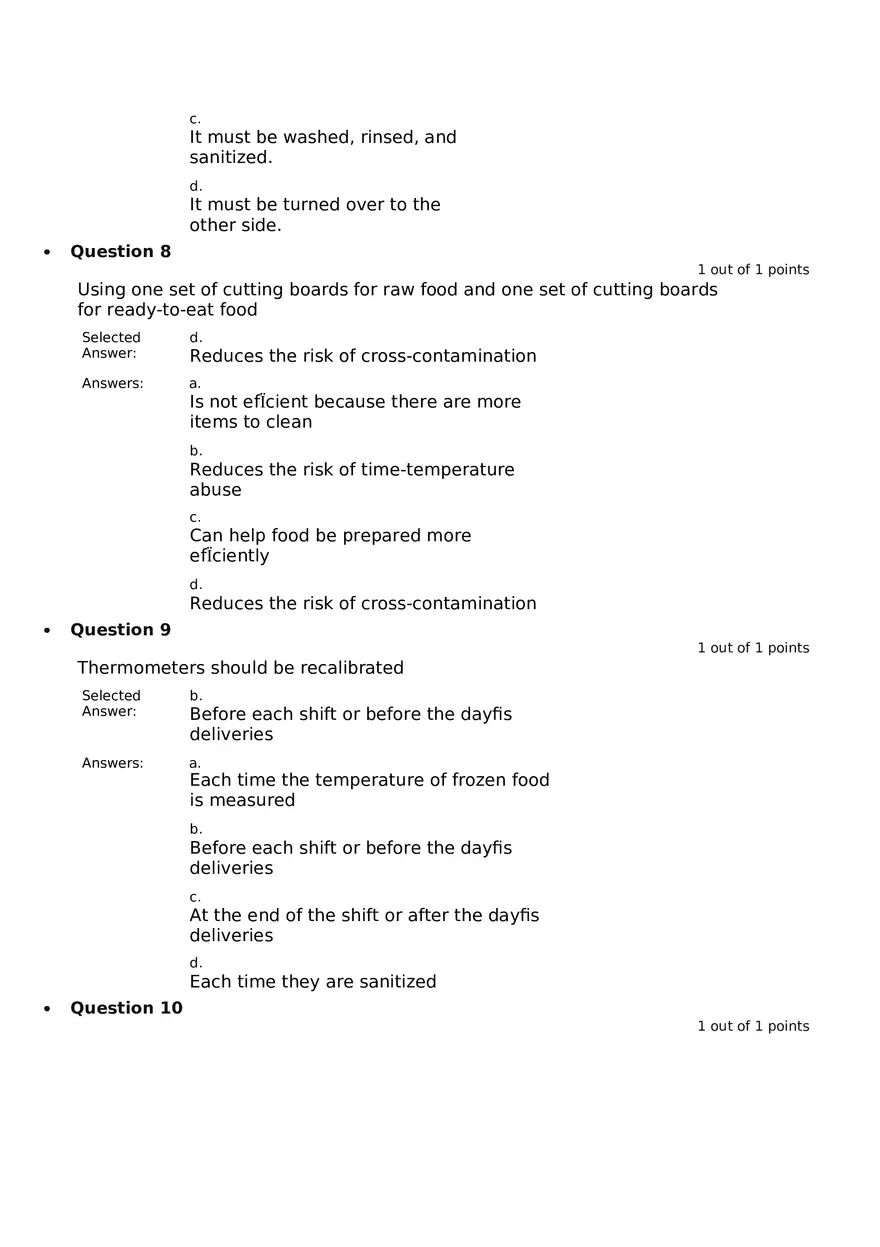 Servsafe Practice Exam Part 8 - Page 4