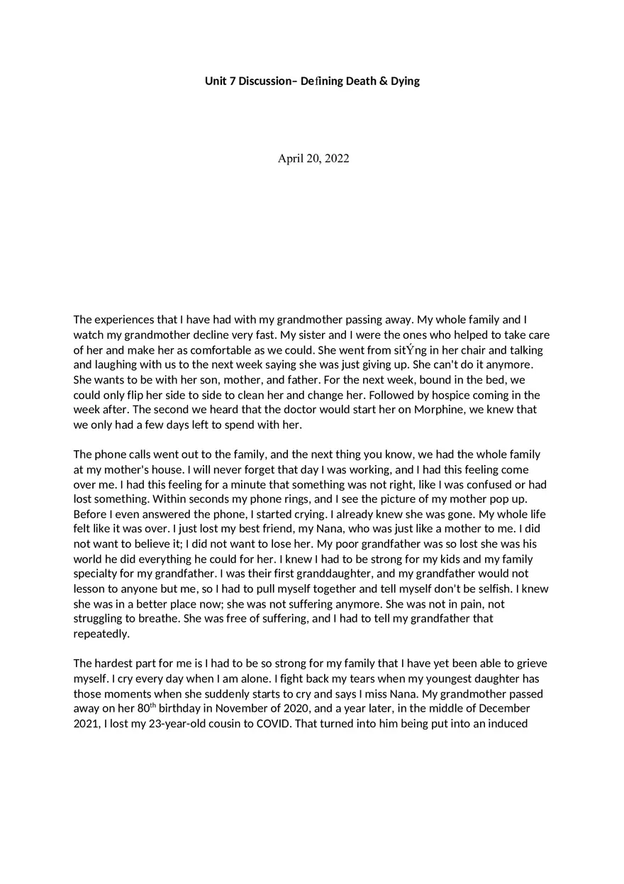 Discussion – Defining Death & Dying - Page 1