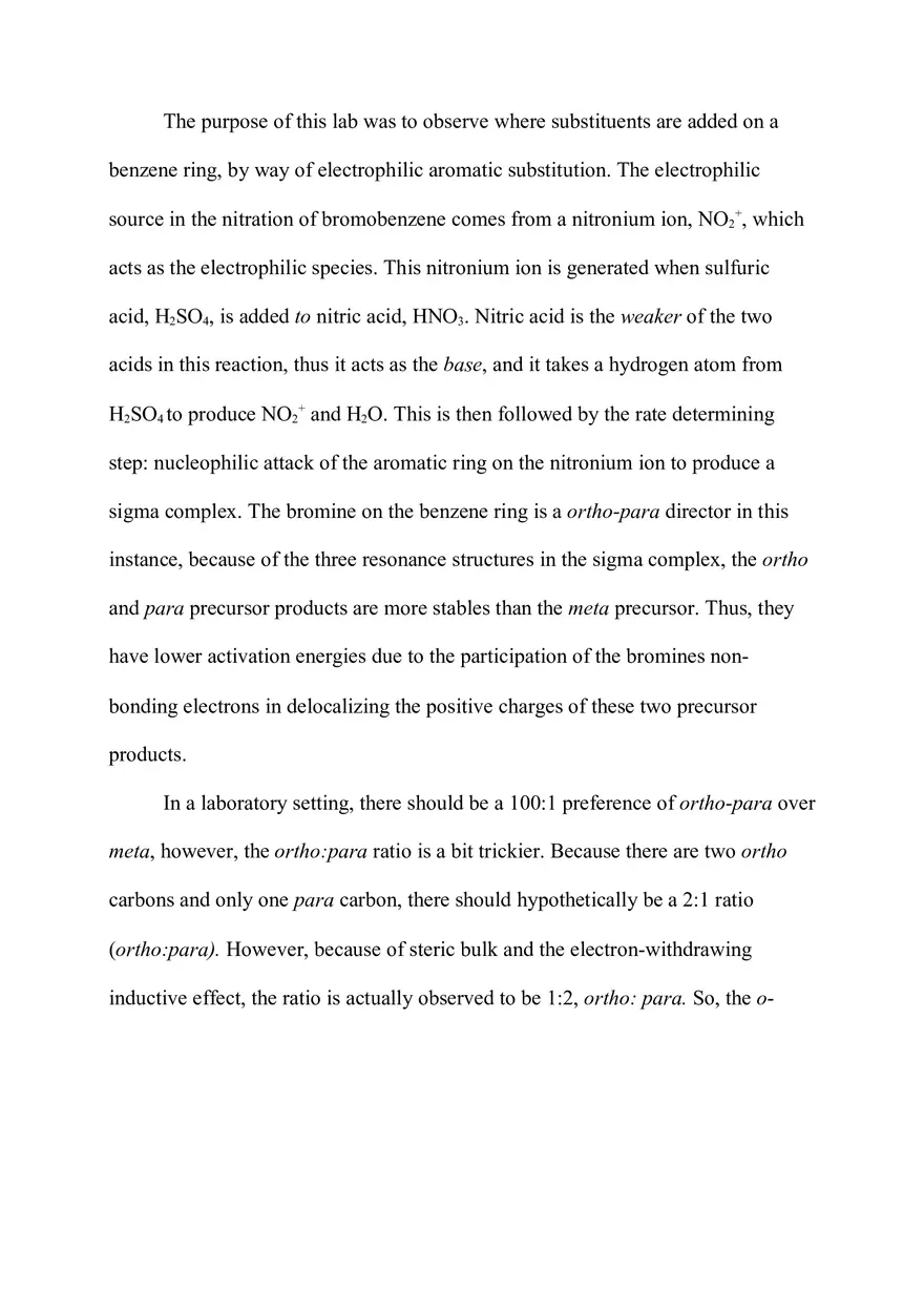 Nitration of Bromobenzene Lab - Page 1