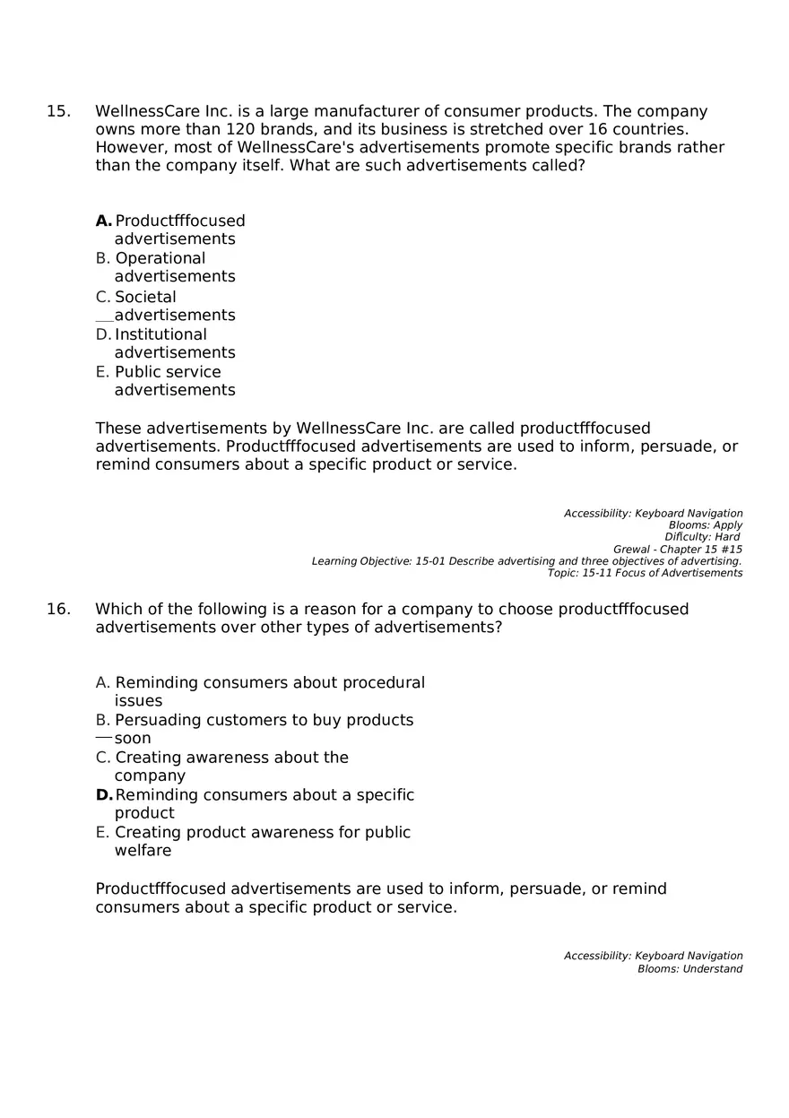 Marketing Chapter 15 Key Part 2 - Page 1