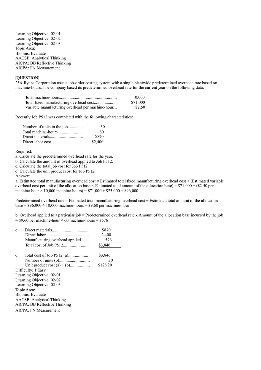 Ch2, Job-Order Costing Calculating Unit Product Costs Part 15 - Page 9