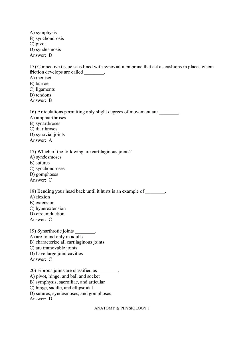 Joints – Practice Questions - Page 3