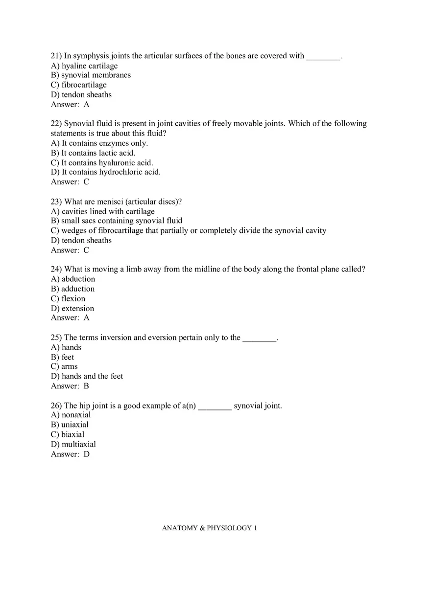 Joints – Practice Questions - Page 4
