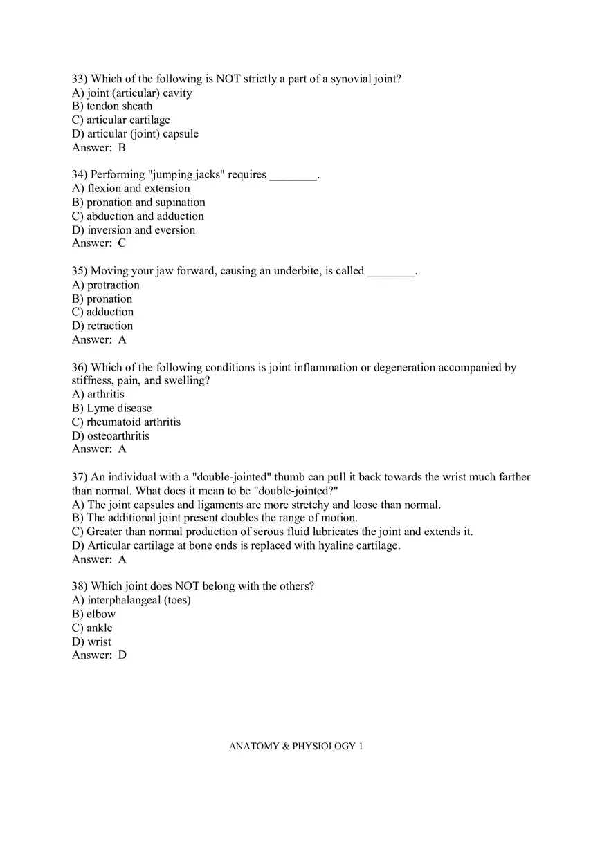 Joints – Practice Questions - Page 6